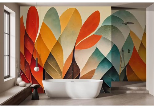 Carta da parati foglie astratte colori autunno 2