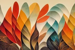 Atmosfera calda con foglie astratte