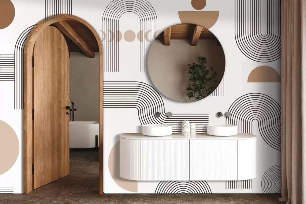 Carta da parati geometrica linee e onde