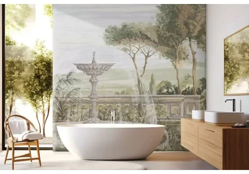 Carta da parati giardini toscani vintage