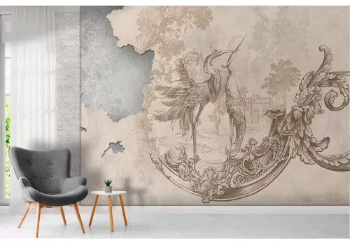 Wallpaper surface plaster and cement with animals 2