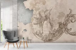 Wallpaper surface plaster and cement with animals