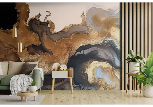 Carta da parati marmo nero e oro luxury