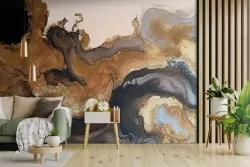 Carta da parati marmo nero e oro luxury