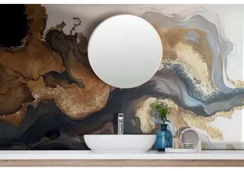 Carta da parati marmo nero e oro luxury 2