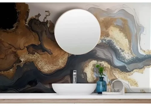 Carta da parati marmo nero e oro luxury 2