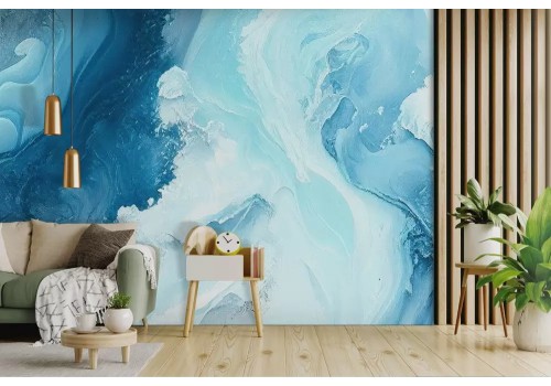 Carta da parati onde blu astratta delicata