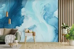 Carta da parati onde blu astratta delicata