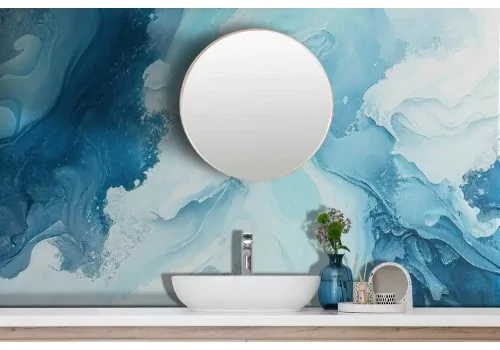 Carta da parati onde blu astratta delicata 2