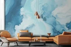 Eleganza contemporanea con onde blu astratte