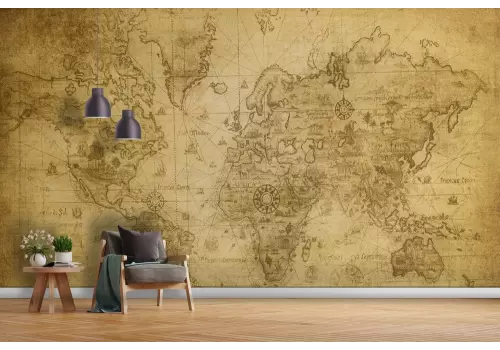 Carta da parati mappamondo vintage color seppia