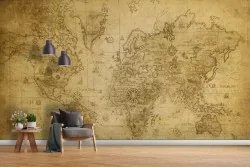 Carta da parati mappamondo vintage color seppia