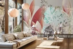 Carta da parati fiori astratta delicata ed elegante