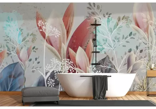 Carta da parati fiori astratta delicata ed elegante 2