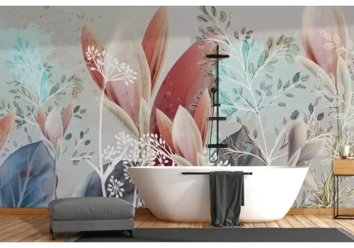 Carta da parati fiori astratta delicata ed elegante 2
