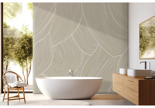 Carta da parati motivo ondulato astratto fondo beige