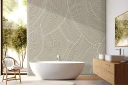 Carta da parati motivo ondulato astratto fondo beige