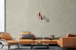 Decorazioni per pareti dal design elegante con linee ondulate su beige Decorazioni per pareti dal design elegante con linee ondulate su beige