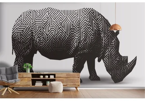 Rhinoceros wallpaper modern geometric design