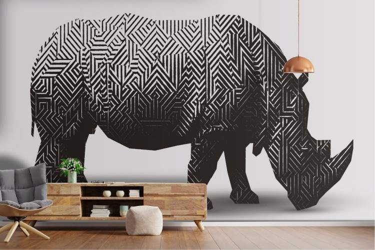 Carta da Parati rinoceronte design geometrico moderno