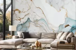 Lusso e raffinatezza con l'effetto marmo bianco e azzurro Lusso e raffinatezza con l'effetto marmo bianco e azzurro