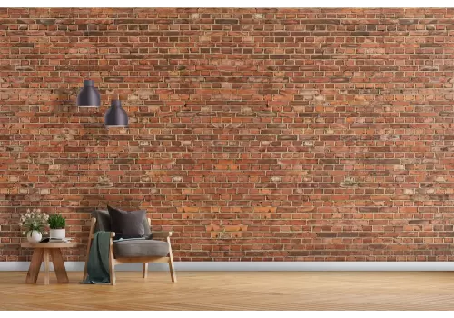 Carta da parati mattoni con tonalità rosse