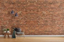 Carta da parati mattoni con tonalità rosse