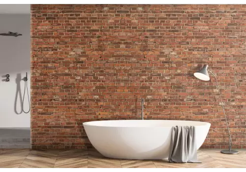 Carta da parati mattoni con tonalità rosse 2