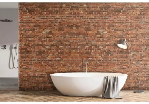 Carta da parati mattoni con tonalità rosse 2