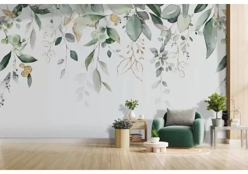 Carta da parati foglie acquerello eleganti