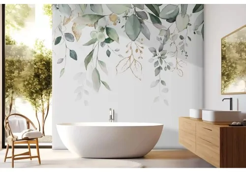 Carta da parati foglie acquerello eleganti 2