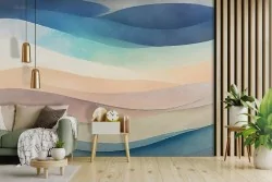 Carta da parati strisce colorate in stile acquerello