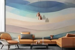 Decorazione parete onde morbide in stile acquerello