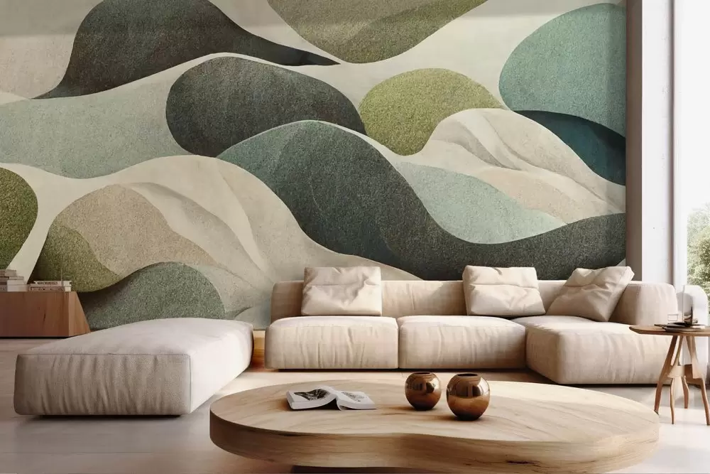 Carta da parati onde verdi astratte