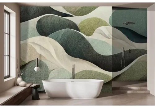 Carta da parati onde verdi astratte 2