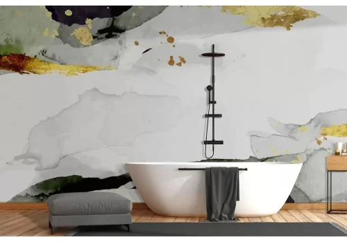 Carta da parati astratta tonalità nero e oro 2