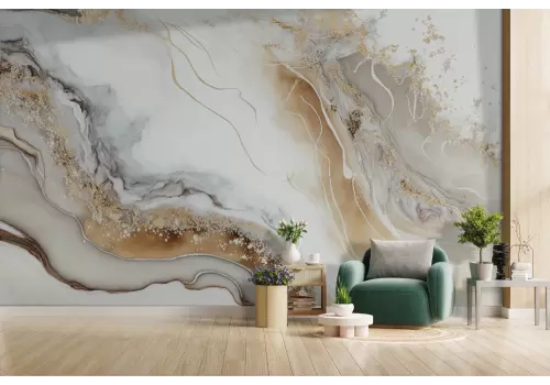 Carta da parati marmo con venature oro