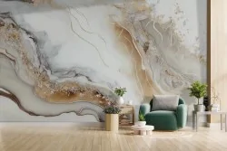 Carta da parati marmo con venature oro