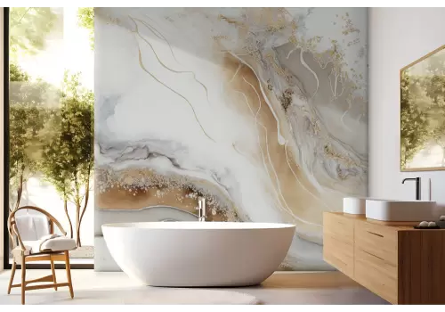 Carta da parati marmo con venature oro 2