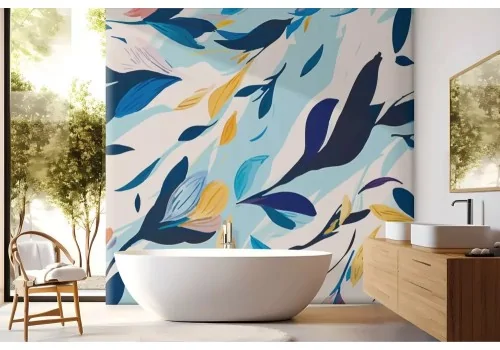 Carta da parati foglie colorate astratte