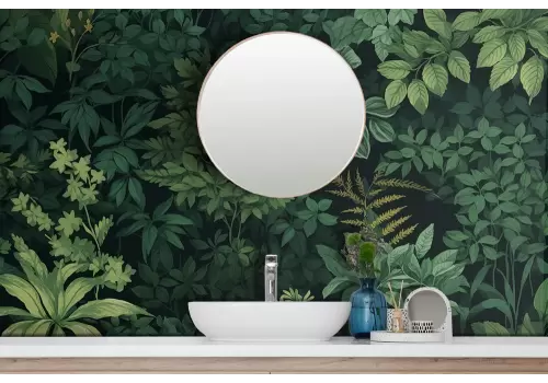 Carta da parati piante verdi su sfondo scuro 2