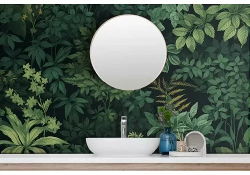 Carta da parati piante verdi su sfondo scuro 2