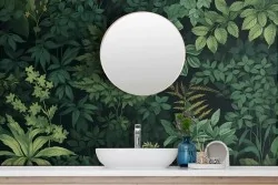 Decora il tuo bagno con foglie verdi con carta adesiva