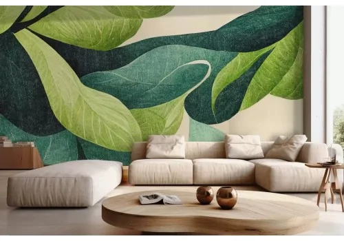 Carta da parati foglie verdi astratte