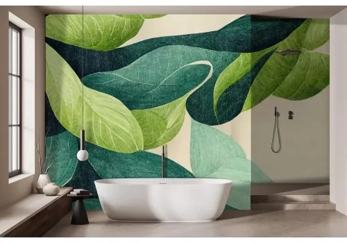 Carta da parati foglie verdi astratta 2