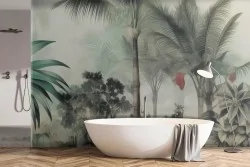 Trasforma la parete del tuo bagno con carta parati dal tocco esotico