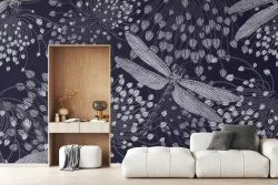 Atmosfera sofisticata con libellule su blu notte