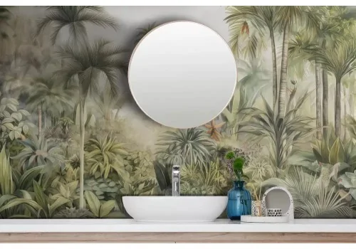 Carta da parati paesaggio giungla tropicale vintage 2