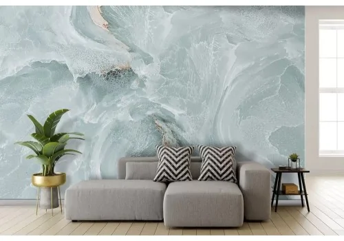 Carta da parati effetto marmo verde acqua