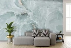 Carta da parati onde di marmo verde acqua